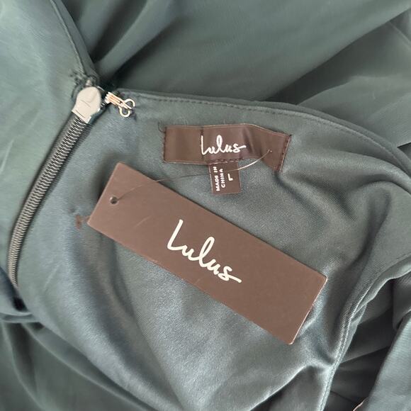 NWT Lulus Thoughts of Hue Emerald Green Surplice Maxi Dress Size L - Picture 5 of 12